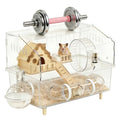 Clear Acrylic Hamster Cage 8 in 1 Kit, Transparent Habitat Top Ventilation & Easy Clean, Rounded Edges Enclosure for Desk/Living Room, Dwarf Hamster Cage,Gerbil, Mice & Small Animals
