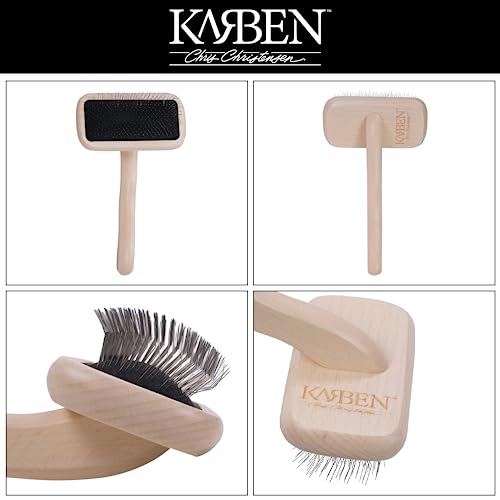 Chris Christensen Karben II Slicker Brush for Dogs, Groom Like a Professional, Ideal For All Coat Types, Remove Shedding Coat, Tangles and Dead Undercoat, 17 mm Stainless Steel Pins, Small - color: Brown, size: Small