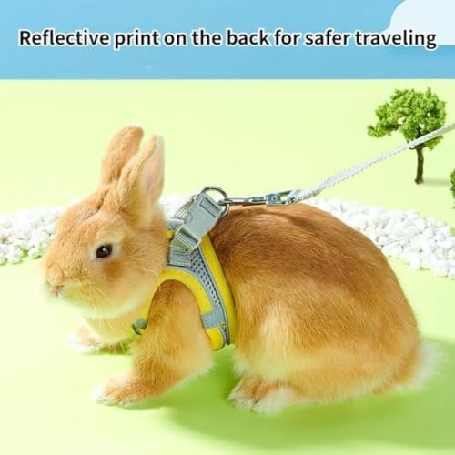 Pet Harness,Rabbit Harness and Leash Set, Breathable Pet Vest, Reflective Strips Jacket for Small Kitten, Puppy, Rabbit (Yellow,M) - color: Yellow, size: M