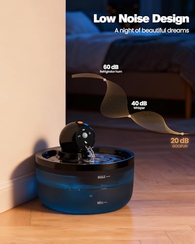 Cat Water Fountain Wireless Cordless: Cat Fountain for Drinking Battery Operated - 88oz/2.6L Black Pet Water Fountain Rechargeable - Quiet Cats Water Bowl Dispenser with Motion Sensor - Small Animals
