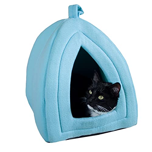 PETMAKER Cat House Indoor Bed with Removable Foam Cushion, Blue | Plush Cat Tent Bed for Small Kittens, Rabbits, Guinea Pigs, and Other Small Animals, Comfortable Cozy Pet Hideaway - color: Blue