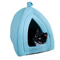 PETMAKER Cat House Indoor Bed with Removable Foam Cushion, Blue | Plush Cat Tent Bed for Small Kittens, Rabbits, Guinea Pigs, and Other Small Animals, Comfortable Cozy Pet Hideaway - color: Blue