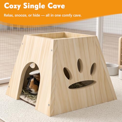 XiaZ Guinea Pig Hideout,Cute Guinea Pig House,Sturdy Small Animal House with Large Front Cave, Side Ventilation Holes, Thick Durable Wood,Habitat Hideout for Dwarf Rabbit, Hamster, Chinchilla - size: style1:7.5 x 9.4 x 9.4 inches