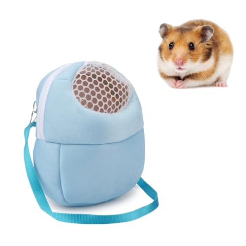 Hypeety Pet Carrier Bag Breathable Portable Travel Backpack for Guinea Pig | Breathable mesh pouch, hands-free sling outgoing bag, secure zipper, for hedgehog/hamsters/sugar glider/chinchilla, blue - color: Blue