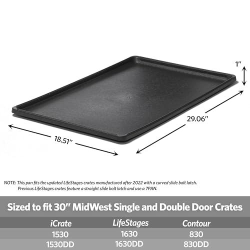 MidWest Homes for Pets 30-Inch Replacement Pan, Measures 29.06 x 18.51 x 1 Inches, Universal Leak-Proof Tray for Dog Crates & Multi-Purpose Use, Fits Most Standard 30" Wire Crates