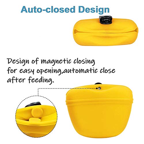 RoyalCare Silicone Dog Treat Pouch-Small Training Bag-Portable Dog Treat Bag for Leash with Magnetic Closure and Waist Clip[US Design Patent] - color: dark yellow