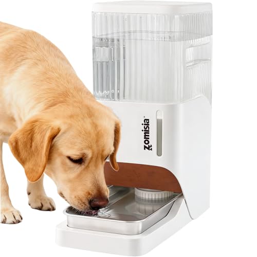 ZOMISIA Automatic Dog Water Dispenser 8L with Stainless Steel Bowl, Gravity Large Capacity Water Bowl for Dogs, 2 Gallon Pet Waterer 100% BPA Free, White - color: White, size: 8L