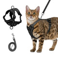 shudyear Cat Chest Harness and Leash Set Adjustable Anti-Escape Soft Mesh Cat Vest for Walking Outdoor (Blcak, XL) - size: XL
