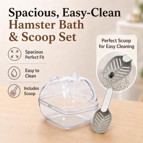6 Pcs Basic Hamster Cage Accessories Set, Magnetic Water Bottle,Sand Bath with Cleaning Scoop Food Bowls,Food Scoop,for Dwarf Syrian Hamsters Gerbils Mice Degus or Other Similar-Sized Small Pets
