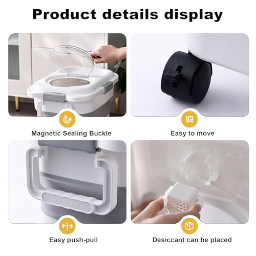 SEWIU 2pack 25 lbs Dog Food Storage Container,Collapsible Dog Food Container with Scoop,Pet/Dog/Cat/Bird Food/Cat litter Storage Containers to Keep Dry,Easy to Move.(Black+white) - color: 2-25LB-black&white