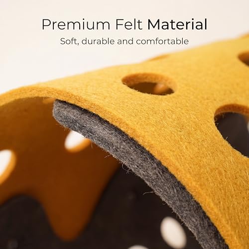 ZEZE Cheese Cat Tunnel for Indoor Cats, Felt Peek Hole Hide Tunnel Toy with Snap Buttons, Foldable Interactive Cat Play Mat for Hide & Seek and Indoor Enrichment
