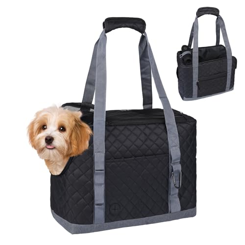 Dog Carriers for Small Dogs Puppy Purse Carrying Bag for Dog 0-11lbs Tote Bag Carrier with Pocket for Cat,Dog,Rabbit Under 11lbs Outdoor Puppy Carrier (Black, L15 * W7.5 *H 11.8 ")