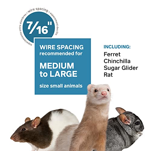 Prevue Pet Products Deluxe Critter Cage - Large 4-Level Metal Small Animal Habitat with Platforms, Ramps, Plush Hammock, Roll-Around Stand & Removable Clean Tray