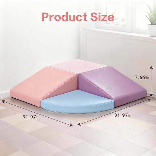 Climbing Foam Blocks for Toddlers: PU Leather Foam Blocks for Kids Active Play - Toddler Climbing Toys Indoor - Durable Playground Gym Preschool Toddler Toys for Boys and Girls (Purple/Pink) - style: Purple/Pink