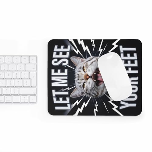 Mousepad Funny Cat Meme Let Me See Your Feet Hilarious Animal Expression Joke Humor Desk Accessory Unique Sarcastic Style Computer Mouse pad Novelty Gaming Mouse Mat Cool Office Decoration - color: Cat Meme