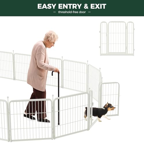 FXW Rollick Dog Playpen, Indoor, Yard & RV Camping, 24" H, 16 Panels | Easy setup, Heavy-duty, DIY layouts, Walk-through gate, for Puppies & Small Dogs, Patented - color: White, size: 24"H