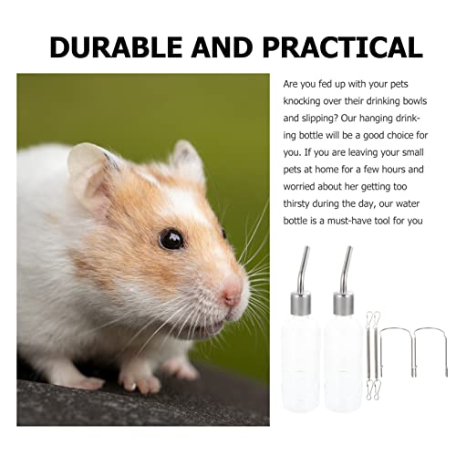 POPETPOP Hamster Water Bottle - Guinea Pig & Bunny No Drip Hanging Water Feeder for Small Animals