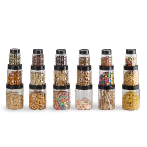 Cello Checkers Plastic PET Canister Set, 18 Pieces, Clear