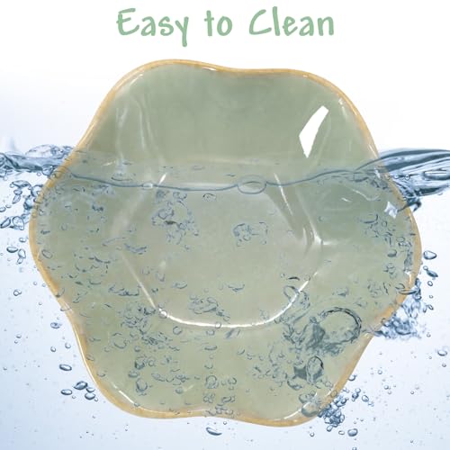 BNOSDM Shallow Ceramic Hamster Food Dish 2 Pcs Small Animals Food Bowl Lotus Feeding Dishes for Gerbils Mice Rats 4.5in (Green) - color: Green Lotus