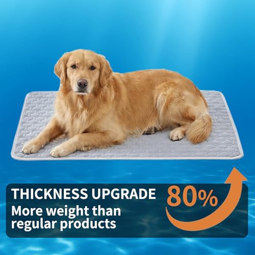 HAOMAIJIA Pet Cooling Mat for Dogs Thick Soft Washable Dog Cooling Mat Indoor Upgrade Waterproof Non-Slip Self Cooling Pad for Dog and Cat (Grey, 26'' x 44'' X-Large) - color: Grey, size: 26'' X 44'' (X-Large)