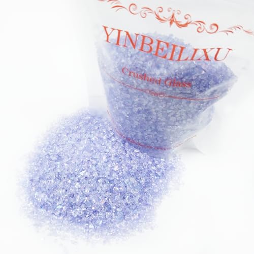 Crushed Glass Glitter, Broken Stones Shattered Glass Chips for Resin Art Crafts, Epoxy Resin Supplies, Geod Painting, DIY Art Projects, Jewelry Making, 2-4mm, 200g/7oz (Violet) - color: Violet