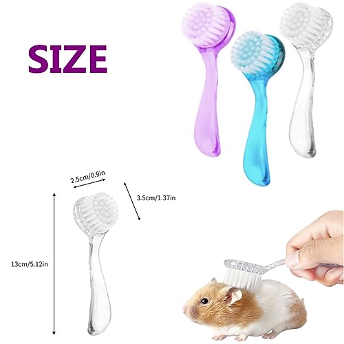 3PC Small Animal Bath Brush with Lid Soft Cleansing Brush Massage Combs for Hedgehog Guinea Pig Rabbit Chinchilla Ferret Small Animal Grooming Tool Cleaning Supplies