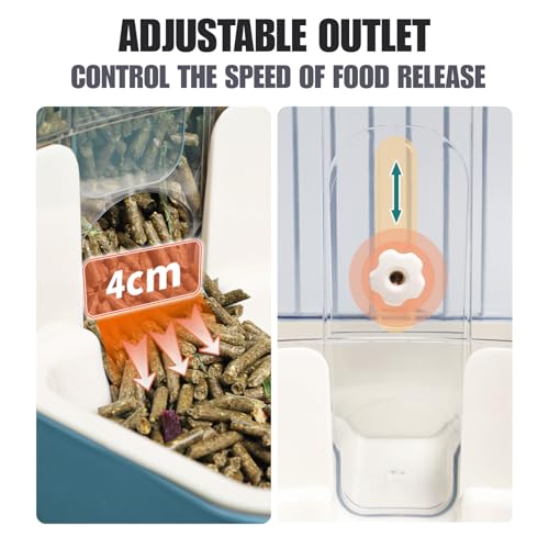 Automatic Pet Food Water Dispenser, Auto Gravity Pet Feeder Water Bottle Set for Crate, Feeding Station for Small Dog Cat Rabbit Guinea Pigs Chinchilla Ferret Hedgehog (Blue) - color: Blue