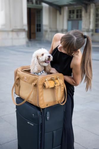 Noah & Paw Cat Carrier Soft Dog Carrier for Small Dogs, TSA Airline Approved 18x11x11in Cat Crate, Pet Travel Crate, Small Pet Kennel, Mattress Included, Camel Faux Leather - color: Camel (Faux Leather)