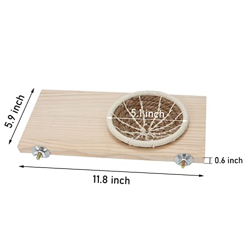 Wontee Bird Perch Stand with Nest Bird Breeding Nest Bed Wooden Platform for Budgies Parakeets Cockatiels Conures (M)