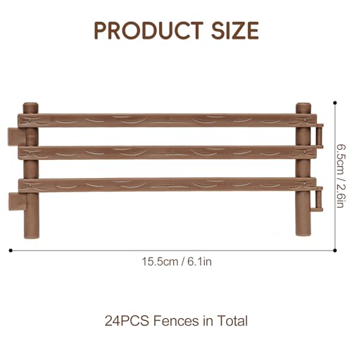 24PCS Farm Animal Corral Fence Toys for Kids Age 3-5 5-7 4-8 Years Olds Boys Girls, Educational Farm Animal Cake Toppers for Toddlers 3 4 5 6 7 8 9 10 - style: Brown 24PCS