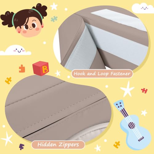 Merax Indoor Soft Foam Tunnel Climber, Toddler Climbing Toys with Tunnel | Soft Climb and Crawl Playset Baby Soft Foam Blocks with Steps and Ramp, 7-piece - color: Cappuccino