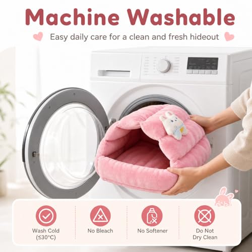 Meow&Woof Small Animal Beds, 2 Pack Hamster Hideout, Washable Guinea Pig House, Cozy Hedgehog Cage Accessories, Hideaway for Sugar Glider, Chinchilla, Rat-Pink - color: Pink