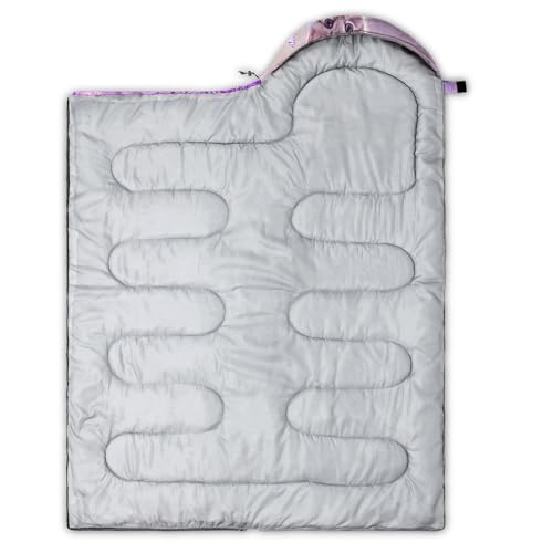 HOSIMA Dear Hunting Pattern Cold Weather Sleeping Bags for Kids Adults. | Black Light Weight Waterproof Sleeping Bags for Outdoors Hiking - color: Purple-c