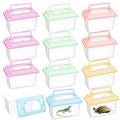 12 Pcs 7"×4.3"x4.3" Plastic Reptile Terrariums Carrier Cage Snake Breeding Box Hatching Container Clear Fish Tank with Ventilated Lid for Spider, Tarantula, Hermit Crab, Lizard, Turtle
