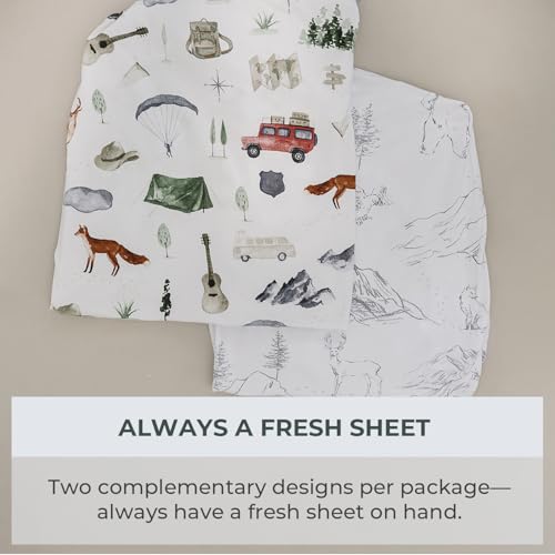 Pobi Baby Pack N Play Sheets for Boys, 2-Pack, Cotton Blend (Explore) | Playard Sheet, 2-Pack, Graco 38x26, Cotton, Mini Crib Sheet, Soft, Snug, Safe, Pack n Play, Playpen, Travel, Machine Wash - color: Explore