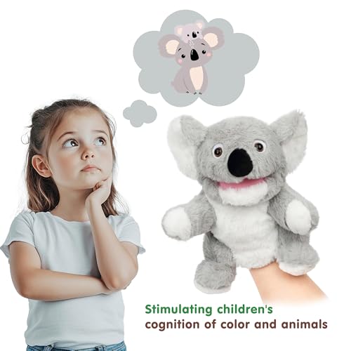 Easfan Koala Hand Puppet with Movable Mouth Plush Toy Gift for Kids 10" | Interactive storytelling, cute stuffed animal, creativity imagination, easter christmas birthday holiday gift, for toddlers - style: Koala