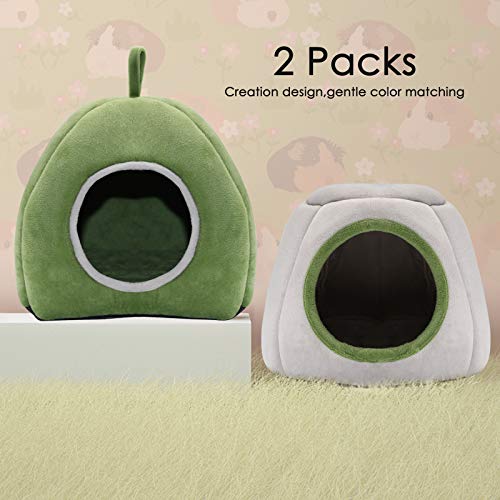 YUEPET Guinea Pig Bed 2 Pack, Washable Guinea Pig Hideouts, Stump & Yurt | Guinea Pig Hideout, Guinea Pig House, Soft Plush Fabric, Washable Beds, Anti-Slip Bottoms, Stump & Yurt Designs - color: Green Yurt Tent & Gray Stump