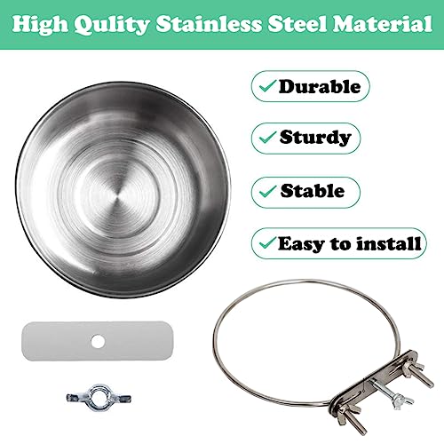 Love Dream Dog Crate Bowl Removable Stainless Steel Pet Kennel Hanging Bowl | Durable Anti-Spill Pet Metal Bowl Hanging Water Food Bowls with Clamp Holder for Small Medium & Large Dogs Rabbits or Birds - color: 5.5“*3.1”