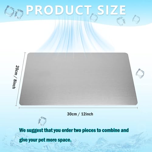 KABASI Rabbit Cooling Pad, Hamster Cool Plate Ice Bed, Pet Cool Mat, 12x8IN | for Bunny Puppy Kitten Guinea Pig Cat & Other Small Pets Stay Cool, Bite Resistance Aluminium Alloy Cool Pads
