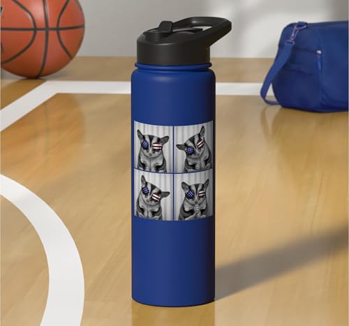 Sugar Glider 4th of July US American Flag Patriotic Stainless Steel Insulated Water Bottle - color: Royal Blue