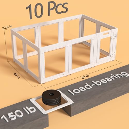 Clear Acrylic Dog Playpen with Door,23.6" Puppy Playpen,Easy Assemble Pet Fence,10-Panel for Puppies/Small Dog Play Pen Indoor (White, 23.6 Inch-H, 10 Panel) - color: White-10