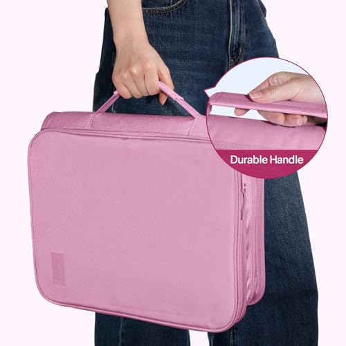 SUNEE Zippered Binder Bag with Handle, 2-Inch 3-Ring O-Ring, 500-Sheet Capacity, Includes Zip Pocket, 5-Tab Expanding File Folder, Multi-Pocket Organizer Binder for Middle School, Grape Purple - color: Grape Purple