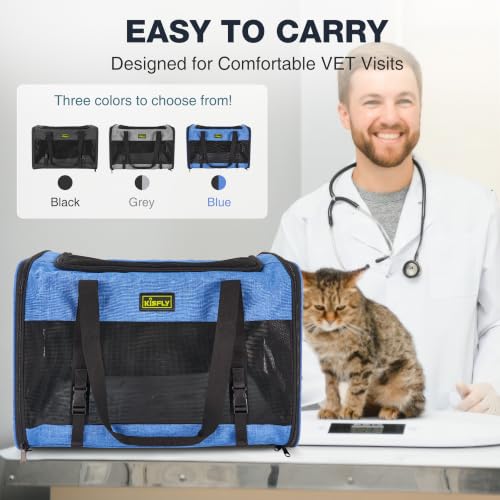 Small Dog Carrier 20"x13"x13", Foldable Soft Pet Travel Bag | Spacious soft-sided carrier with breathable mesh, sturdy frame and foldable design. Fits small pets up to 25 lbs for travel. - color: Blue, size: 20x13x13 In