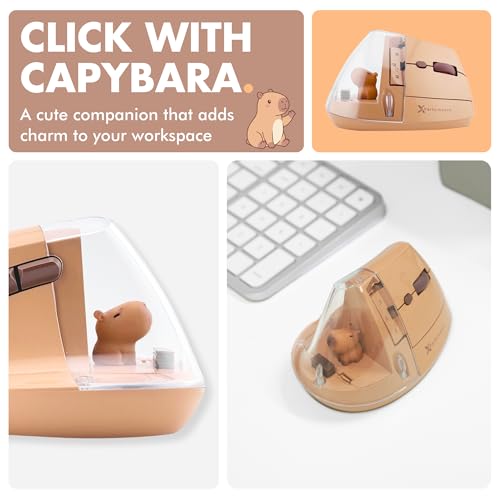 X9 Performance Wireless Vertical Ergonomic Mouse - Click with Capybara - (BT + 2.4G) Up to 4000 DPI, 6 Button, Rechargeable - Bluetooth Ergonomic Vertical Mouse Wireless - for Mac and PC - Brown - color: Brown