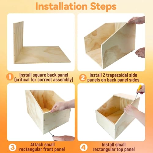 Wooden Rabbit Nesting Box, 16x11x11 inches Solid Wood Small Animal Hideout | Easy Assemble Breeding Maternity Shelter Burrow Den for Rabbits, Guinea Pigs, Chinchillas, Cats&Chickens or Other Small Pets