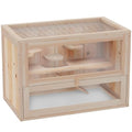 Wooden Hamster Cage, Animal Cabinet for Dwarf Syrian Hamsters Degus, Hamster Habitat with Openable Top and Large Acrylic Sheets, Natural Wooden Hamster Habitat with 2 Openable Door. Shipping from USA