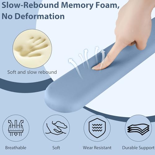 Mouse Pad and Keyboard Wrist Rest, 3-in-1 Gel Memory Foam Ergonomic Mouse Pad with Wrist Rest Set,Gaming Mousepad Arm Cushion Support for Computer Office Desk Accessories Cute Setup,Sky Blue - color: Sky Blue