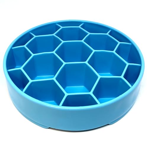 SodaPup Honeycomb Enrichment Bowl – Durable Enrichment Feeder Made in USA from Non-Toxic, Pet-Safe, Food Safe Material for Mental Stimulation, Slowing Down Eating, Healthy Digestion, & More - color: Blue Honeycomb eBowl
