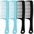 MODENGKONGJIAN 4PCS Wide Tooth Comb, Large Hair Detangling Comb Styling Comb for Curly, Wet, Long Hair (Black & Blue, Polypropylene (PP)) - color: Black & Blue - 4PCS Wide Tooth