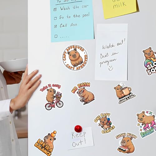 Vybonz Capybara Sticker Cute Animal Decal Funny Cartoon Wildlife | Capybara Stickers with Funny Animal Quotes for Capybara Lovers, Laptop, Water Bottle, Journal and Notebook Use - color: Capybara, size: 3in